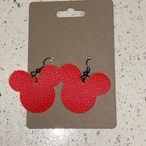 Mickey head faux leather earrings
